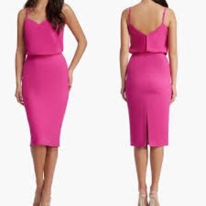 NWT Dress the Population Alondra Fuchsia Midi Dress Nordstrom $149 size small
